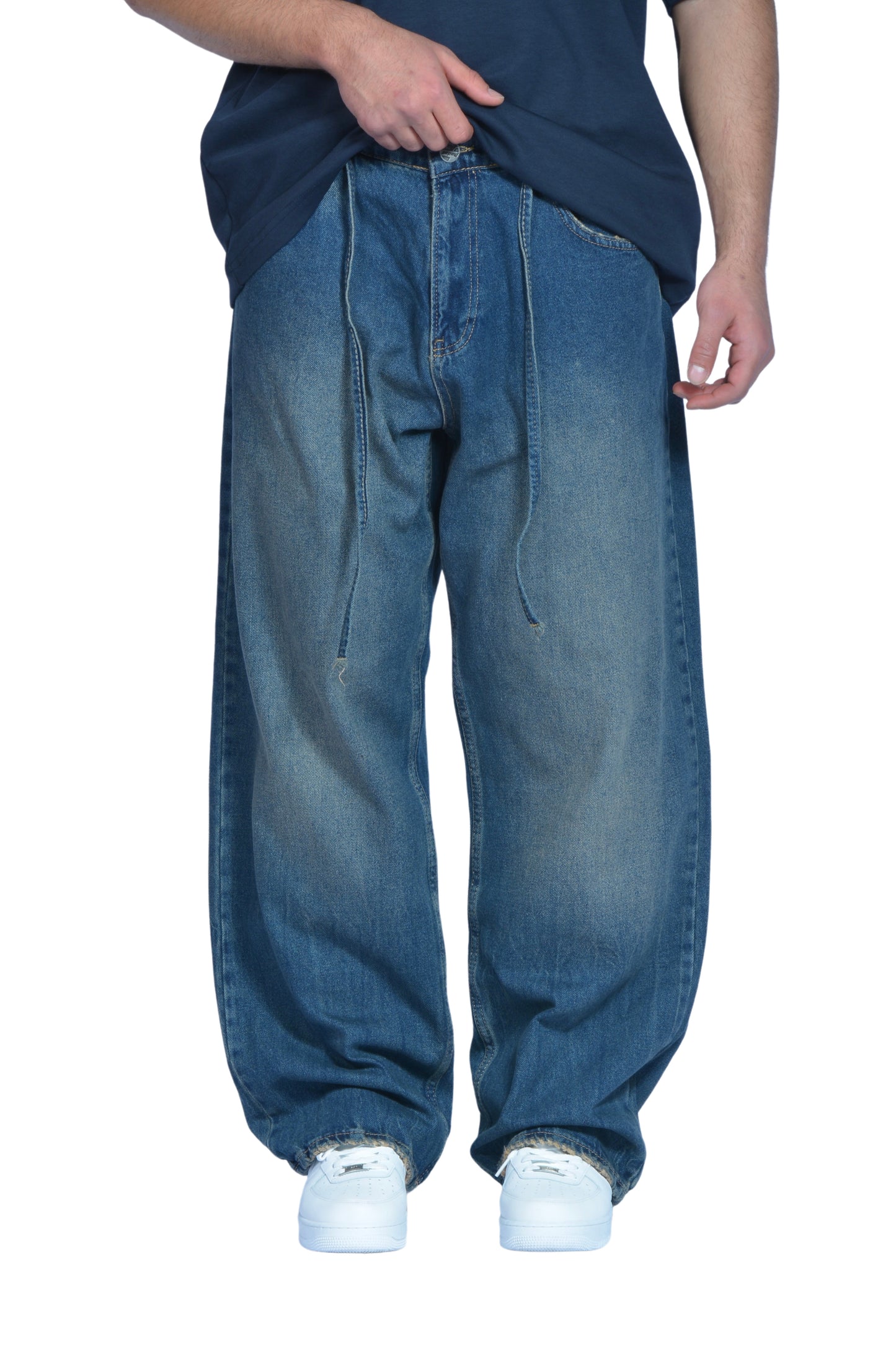 The Dad Navy Blue Washed Baggy Pants