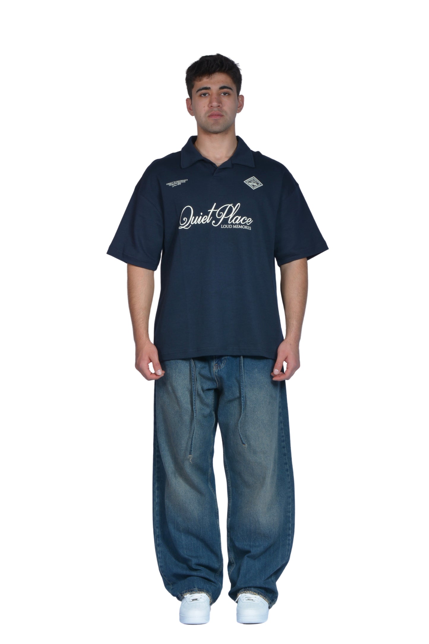 The Dad Navy Blue Washed Baggy Pants