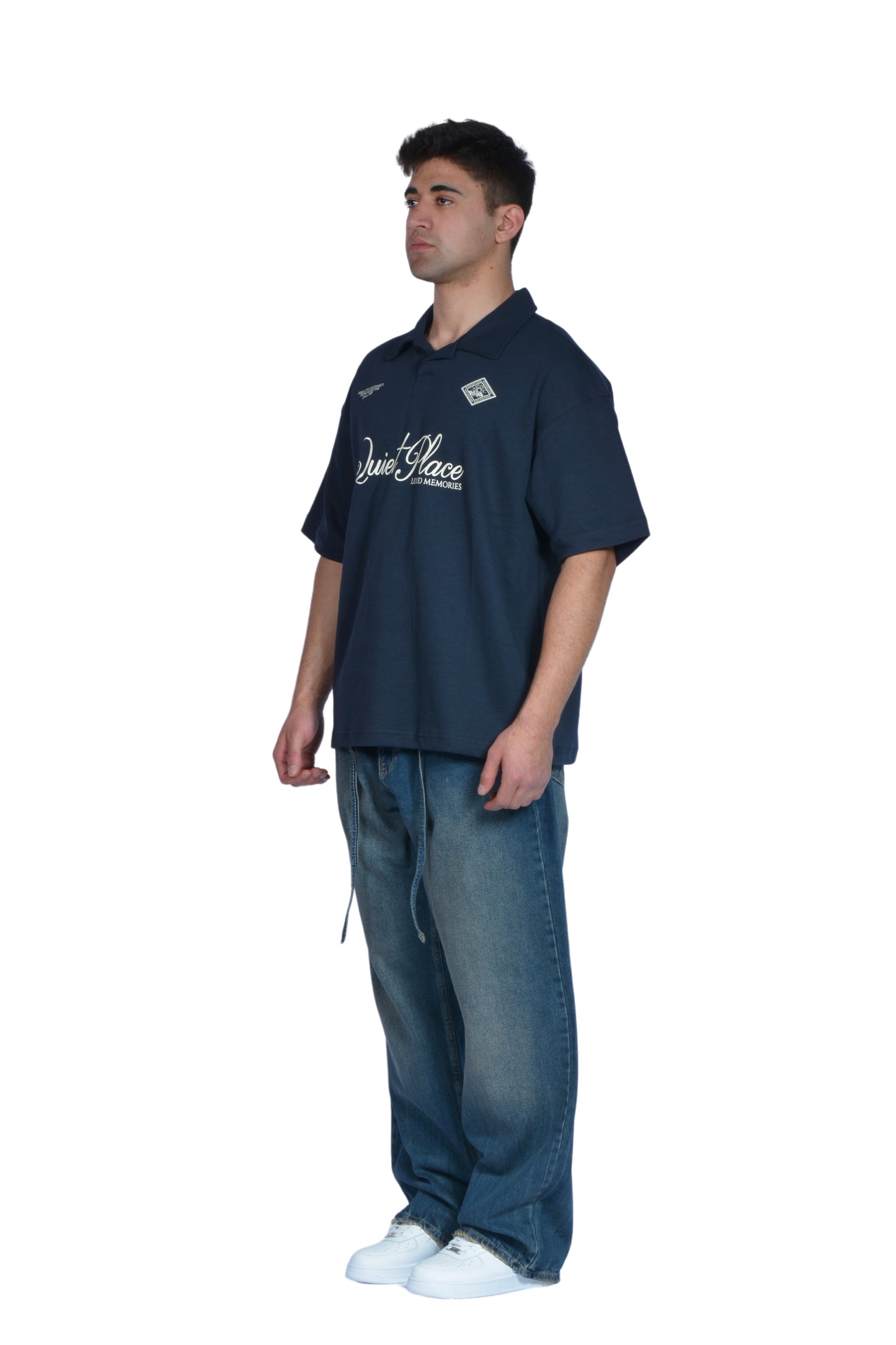 The Dad Navy Blue Washed Baggy Pants